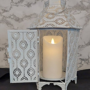 Elegant, Traditional Design  Moroccan inspired, White Detailed Lantern.