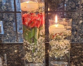 Clear Glass Cylinder Vase, Floating Candle Vases, Party, Wedding Centrepiece