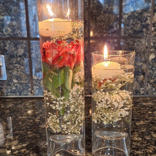 Clear Glass Cylinder Vase, Floating Candle Vases, Party, Wedding Centrepiece