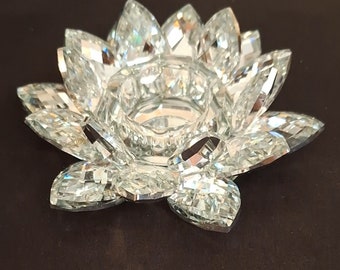 Crystal, Glass Lotus Flower Tealight Holder