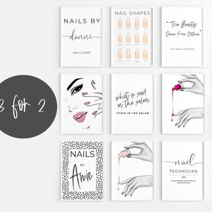 Personalised Nail Salon Decor | 3 for 2 | Print | 9 Designs | Nail Technician | Beauty Art Designs | Best Selling | Top Seller | Nail tech |