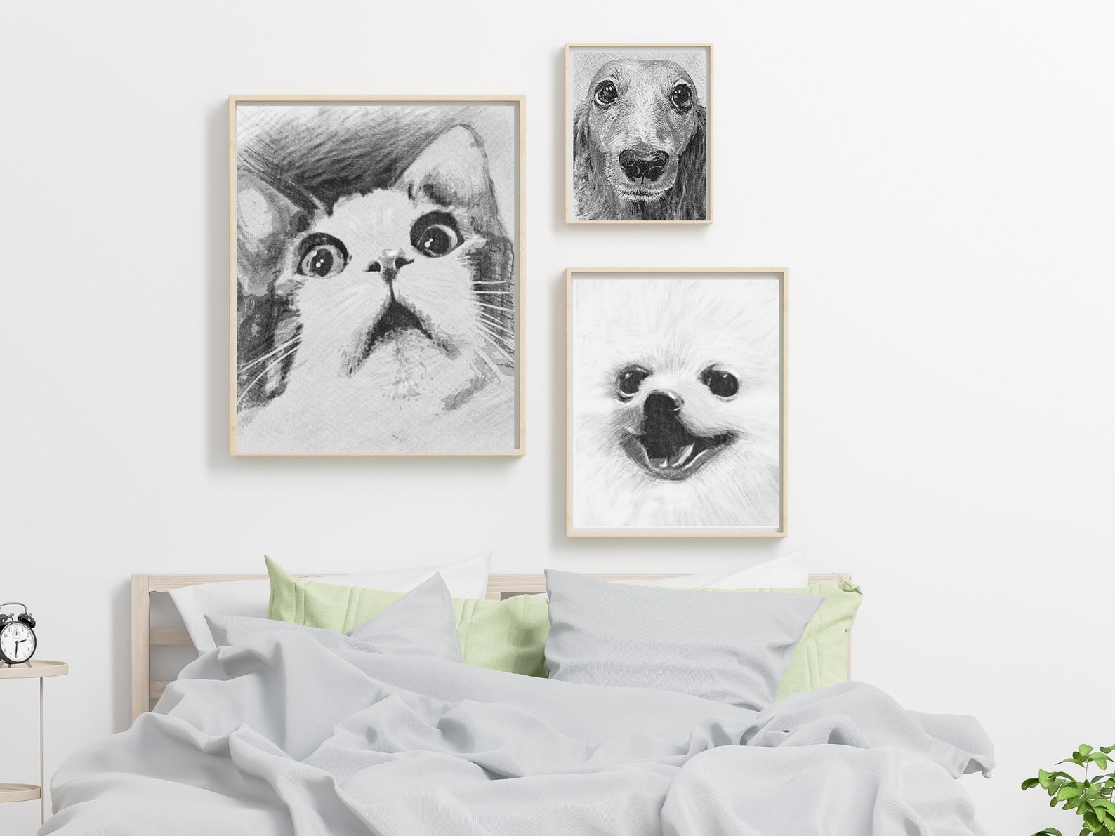 Pet Portrait Wall Art Set 3 Prints My Lovely Cat and Dogs | Etsy