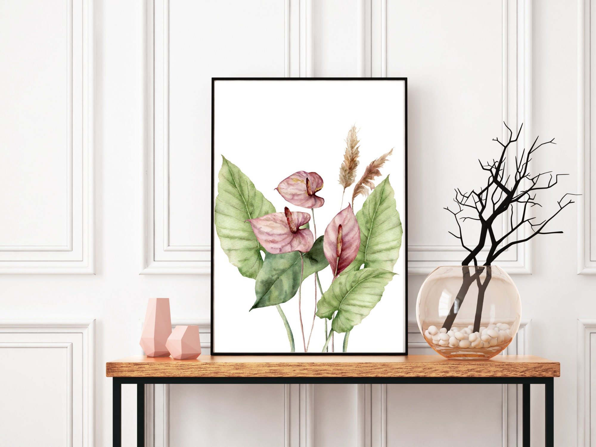 Tropical Flowers and Tropical Leaves Watercolor Tropical | Etsy