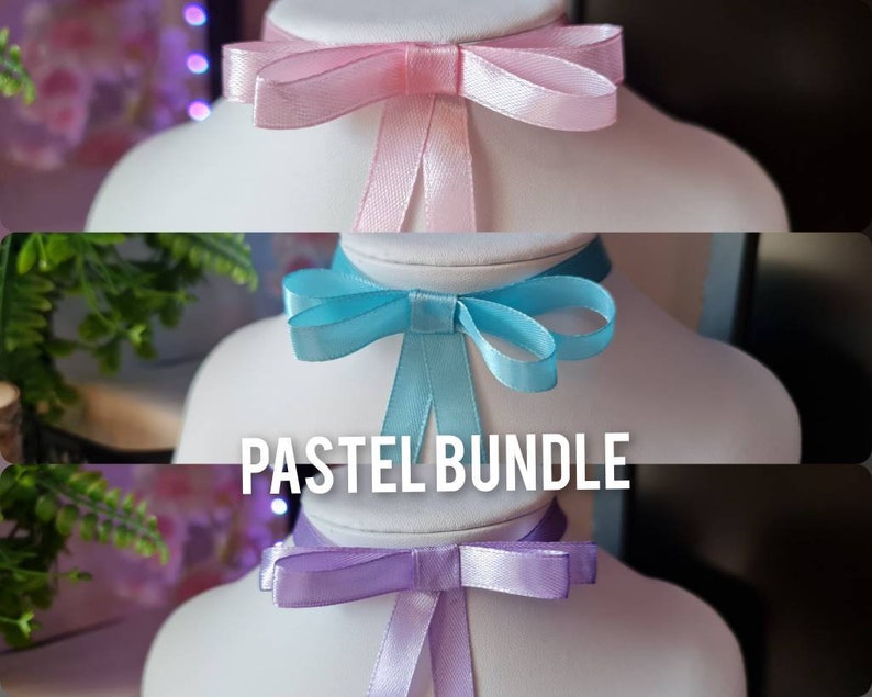 Cute Pastel Ribbon Chokers with Bows Pastel Bundle