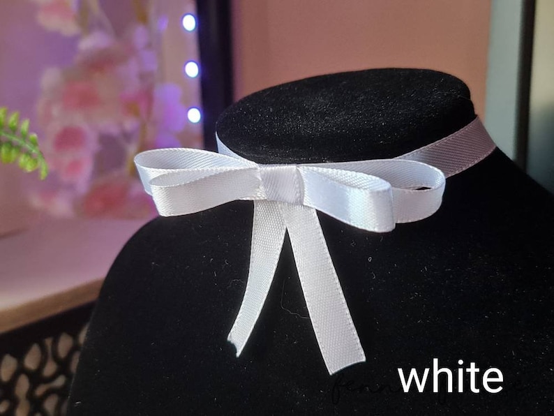 Cute Pastel Ribbon Chokers with Bows White