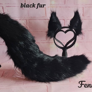black puppy tail and ear set for costume and cosplay