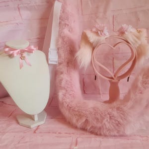 Pink Cat Ears and Tail with Choker