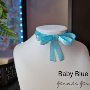 Cute Pastel Ribbon Chokers with Bows Baby blue