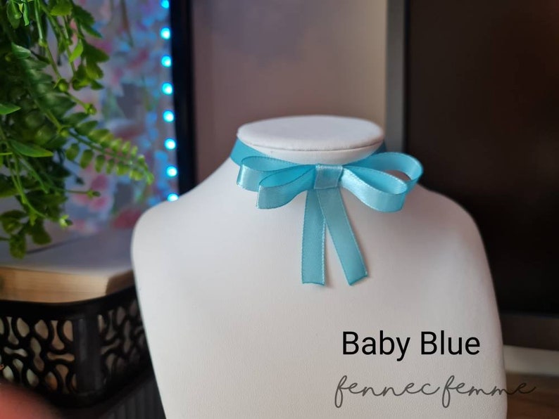 Cute Pastel Ribbon Chokers with Bows Baby blue