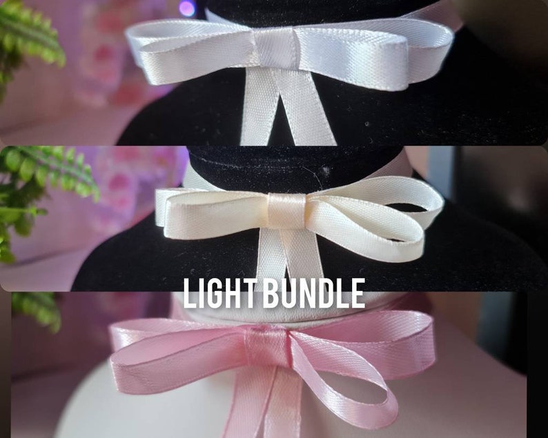 Cute Pastel Ribbon Chokers with Bows Light Bundle