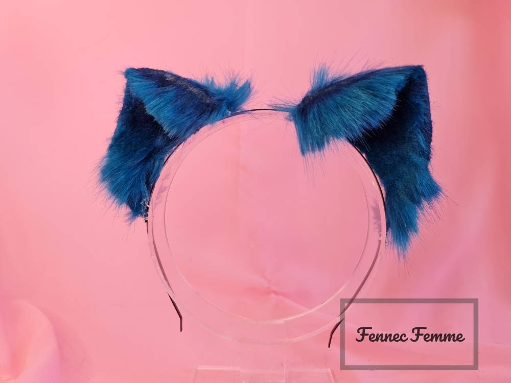 Royal Blue Cat Ears Cosplay Kitten Ears Etsy