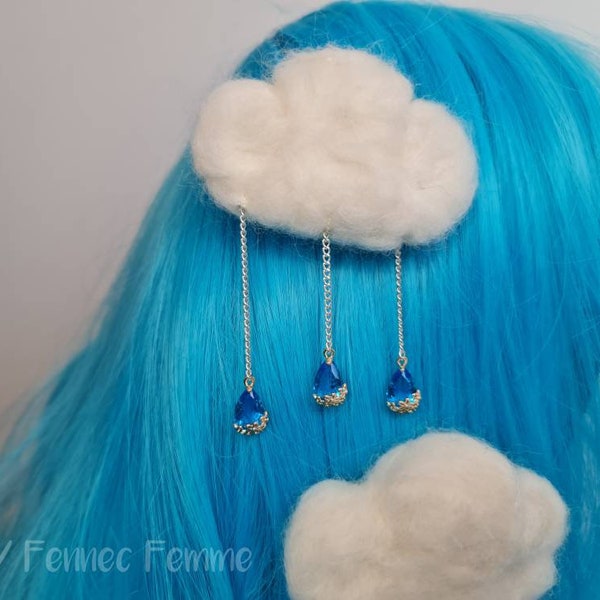 Rain cloud hair clip