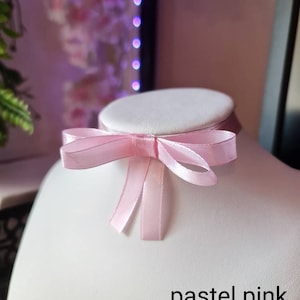 Cute Pastel Ribbon Chokers with Bows Pastel pink