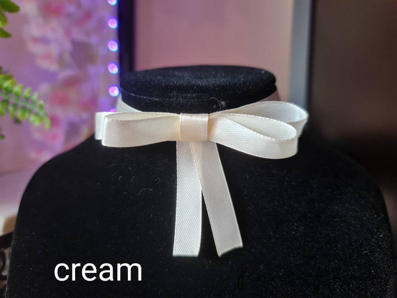 Cute Pastel Ribbon Chokers with Bows Cream