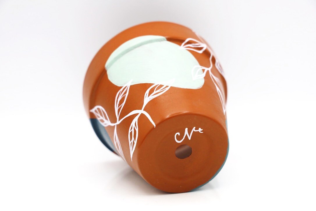 Muted Line Art Pot Indoor Outdoor Planter Hand Painted Etsy
