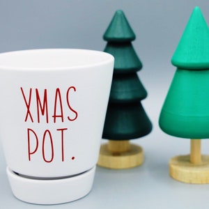 Xmas Pot | Christmas Plant Pot l | Funny Pun Plant gift | Ceramic flower Planter | 4”