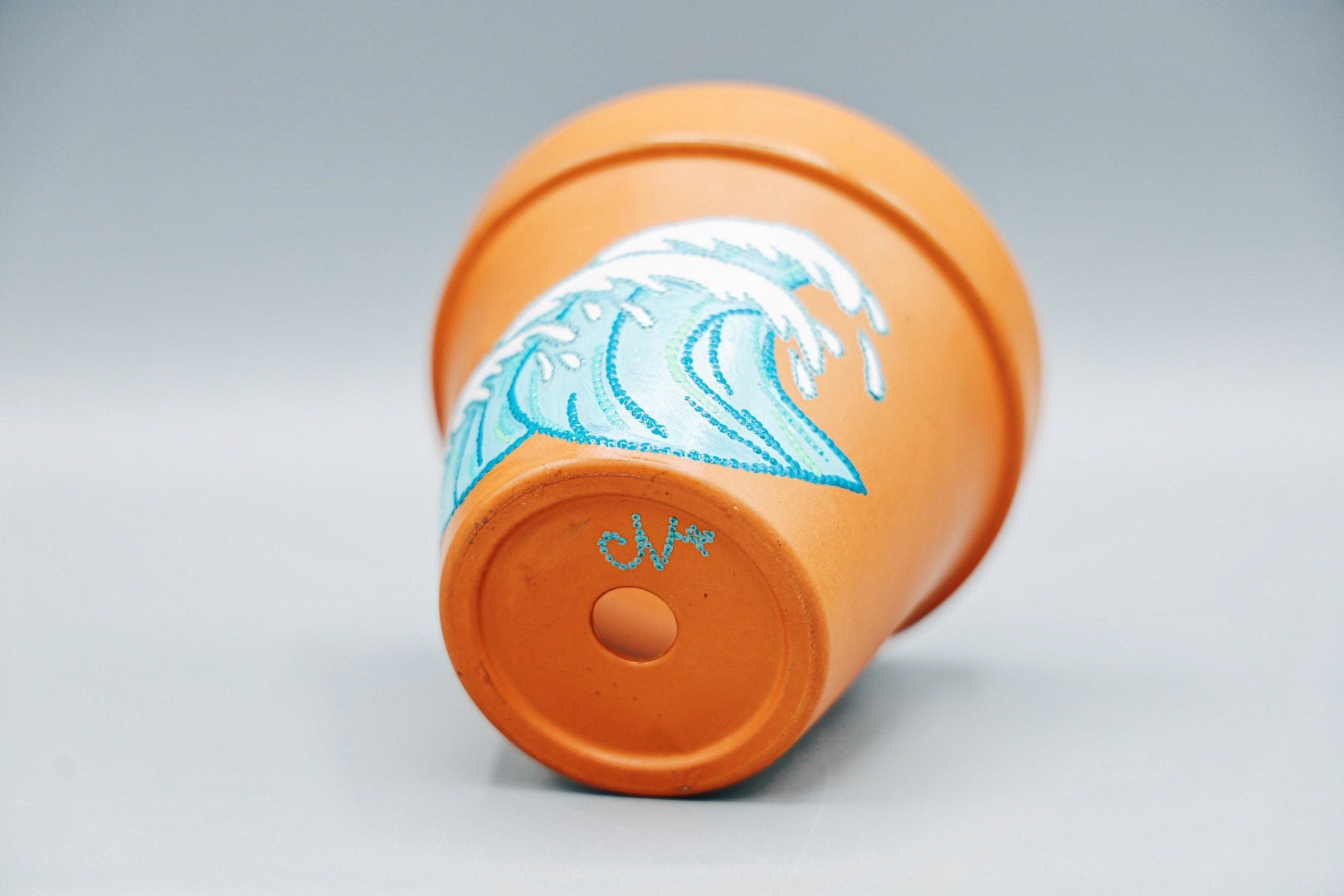Make Waves Plant Pot | Indoor Outdoor Planter | Hand Painted Ocean Wave ...
