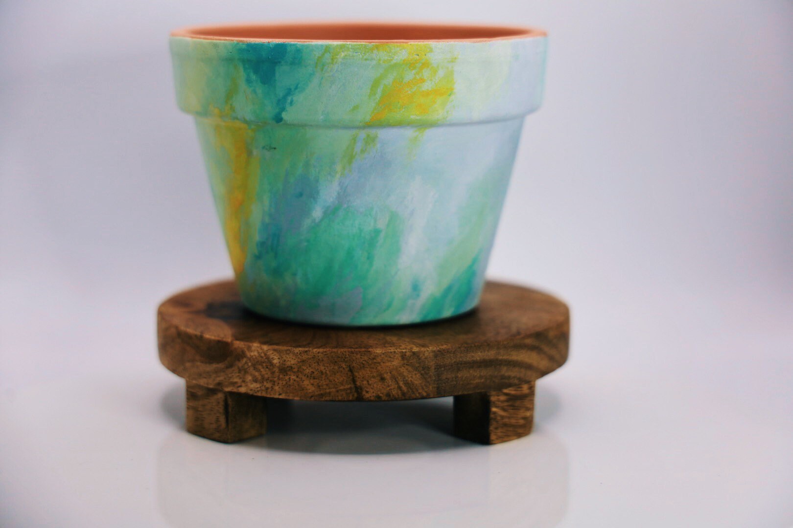 Hand Painted Flower Pot Abstract Blue coastal Plant Pot Etsy