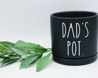 Cylinder Dad’s Pot | Christmas Gift | Minimalistic | Ceramic Pot | Flower Pot Planter | Plant Garden Gift  | Funny pun gift 4.5”