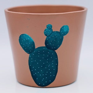 Cache-pot cactus peint à la main | Jardinière en terre cuite blush (4,75 po.)