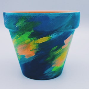 Bold Pastel Plant Pot Hand Painted Flower Pot Outdoor Indoor Planter 4.5 inch Garden gift