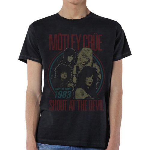 Discover Maglietta T-Shirt Motley Crue Uomo Donna Bambini Shout At The Devil Tour