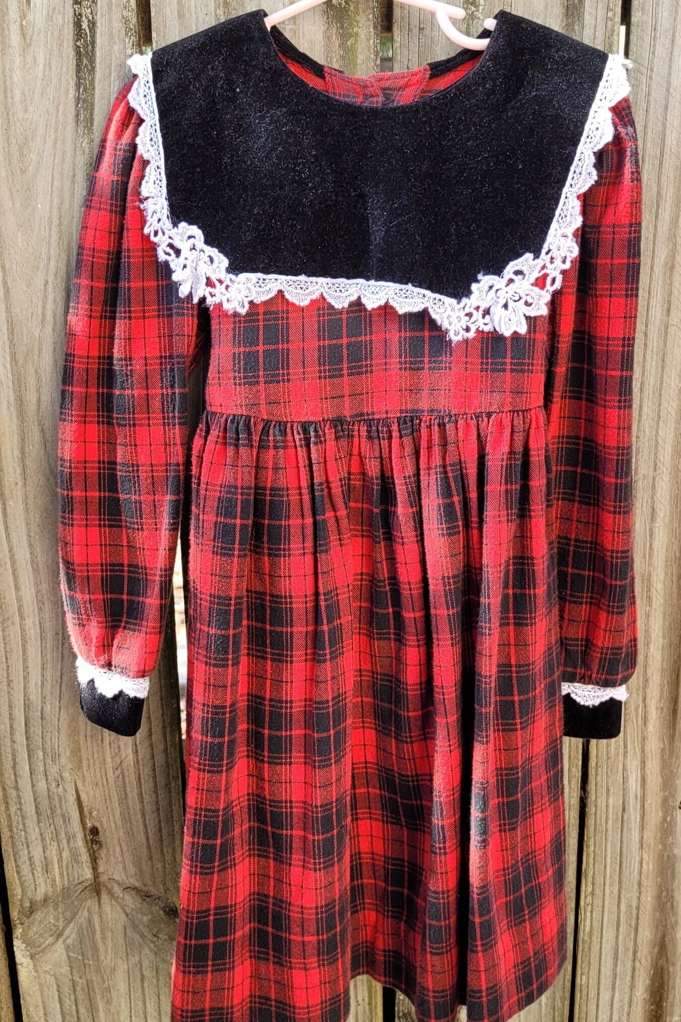 Vintage Girls' Christmas Dress, Red Black Plaid Cotton, Size 6 - Etsy