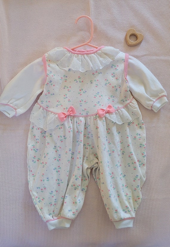 Vintage 1990's Girl Romper / Size 12 Months / 2 Pi