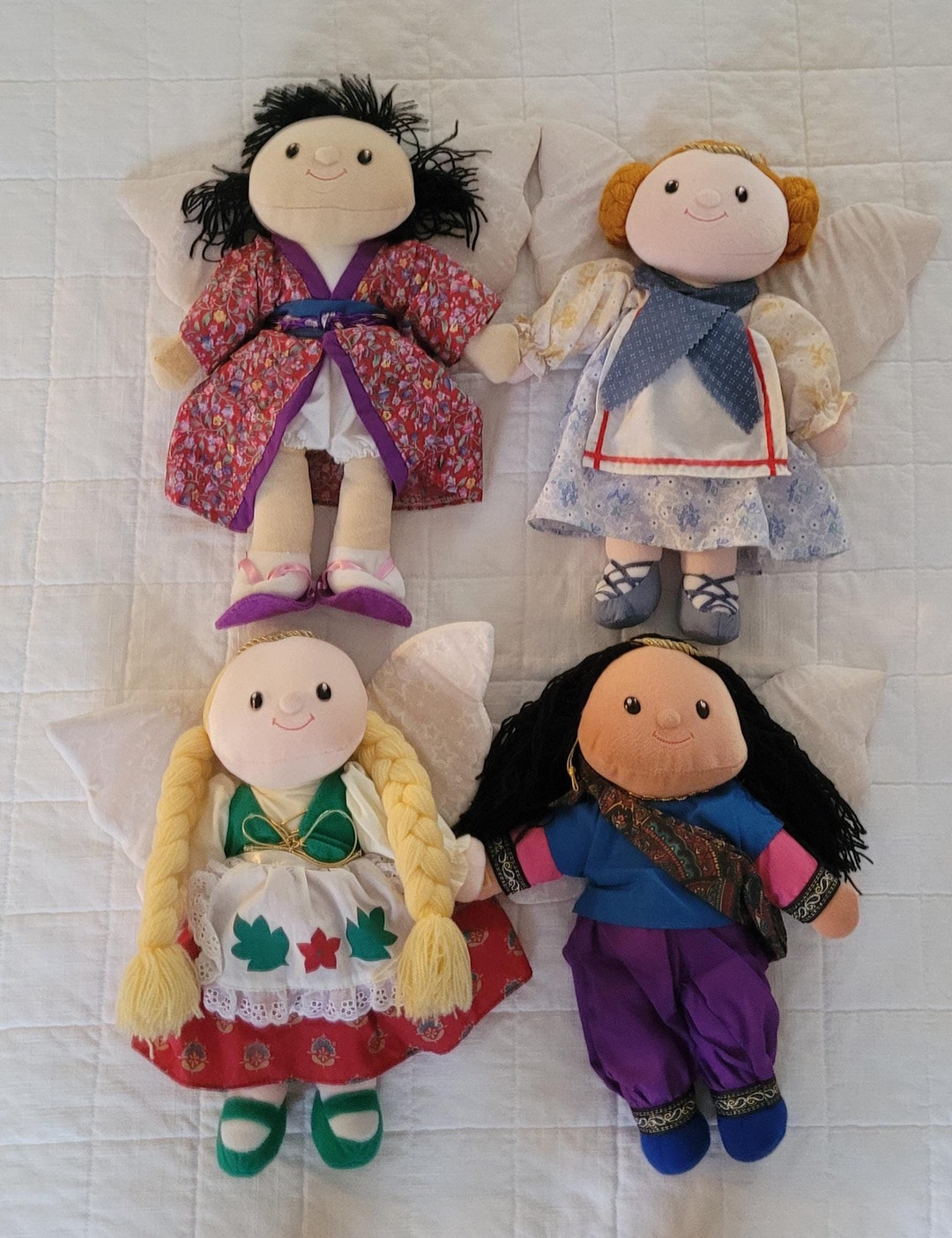 1990's Angel Around the World Plush Dolls 14 Inches/ Multicultural