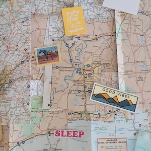 Travel Junk Journal Kit 30 Pieces Map Junk Journal Map Mixed Media Map Paper Scraps Vintage and New Maps Collage Art