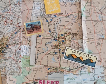 Travel Map Bookmarks Handmade Paper Bookmarks With Ribbon Set of 2