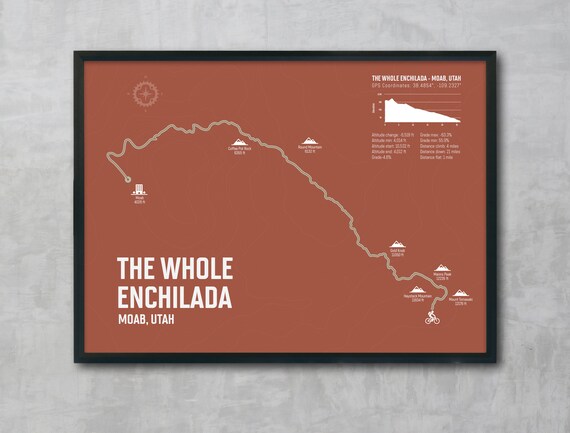Whole Enchilada Moab Map The Whole Enchilada Trail Mountain Bike Trail Map Moab Utah | Etsy Canada