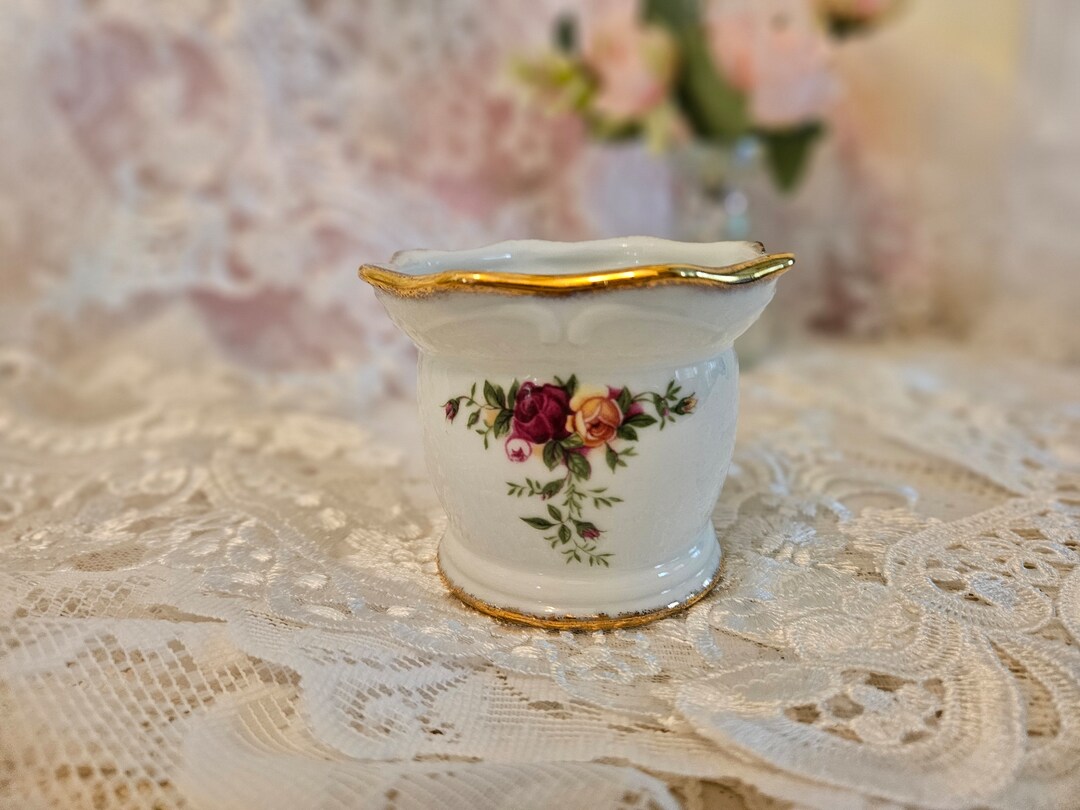 Vintage Old Country Roses Vase Honeypot or Trinket Cup. Made Etsy