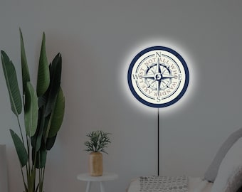 LED Compass Sign: Nautical Home Decor, Night Light