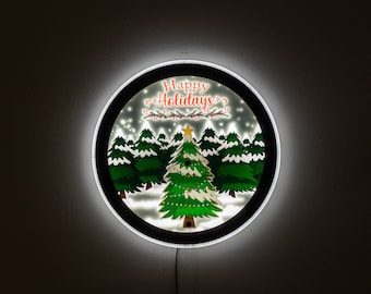 Happy Holidays LED Sign: Christmas Tree Night Light