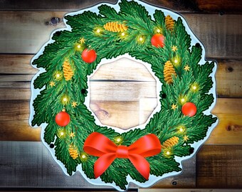 LED Christmas Wreath Sign: Festive Holiday Wall Art, Hand-Assembled