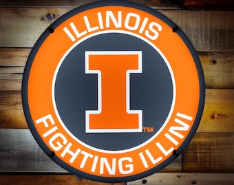 Fighting Illini LED Sign: 17" University of Illinois Dorm Decor