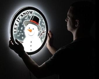 Snowman LED Sign: Holiday 'Let it Snow' Light Up Decor