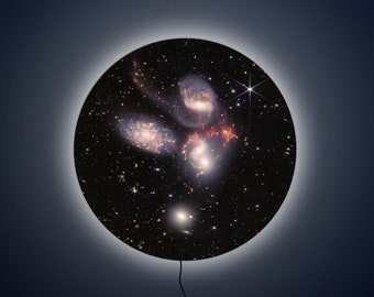 Stephan's Quintet LED Sign: NASA Galaxy Wall Art