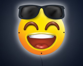Emoji Light Up Sign, Night Light, Wall Art, LED Sign, Home Decor, Cool Sign, Neon Light, Gift, Present, Laughing, Emotion, Funny, Express