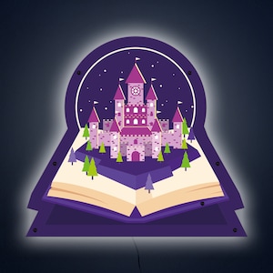 Storybook Castle Light Up Sign, Night Light, Wall Art, LED Sign, Home Decor, Cool Sign, Neon Light, Gift, Present, Cute, Nursery, Storybook