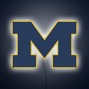 University of Michigan, U of M LED, night light, sport sign, college wall art, led light Wolverines, Football, NCAA, Basketball
