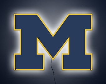 University of Michigan, U of M LED, night light, sport sign, college wall art, led light Wolverines, Football, NCAA, Basketball