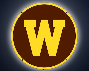 Western Michigan WMU LED Wall Art: Brown & Yellow Sport Sign
