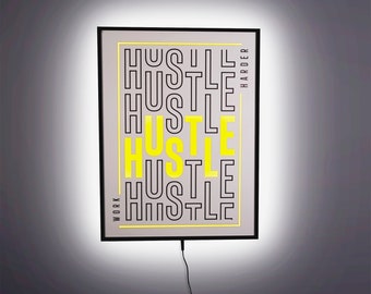 HUSTLE LED Sign Framed