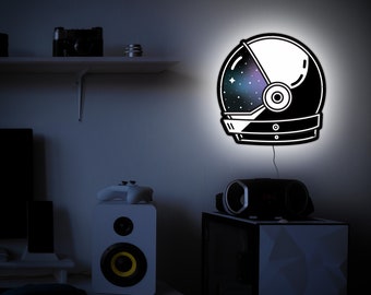 Astronaut Helmet LED Wall Art: Space Night Light