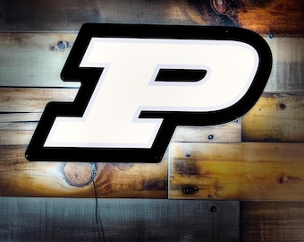 Purdue P, Purdue LED, Boilermaker, Black and gold, Block P, Purdue Gift, College Game Day, Man Cave, Dorm Room Art, Graduation Gift, NCAA
