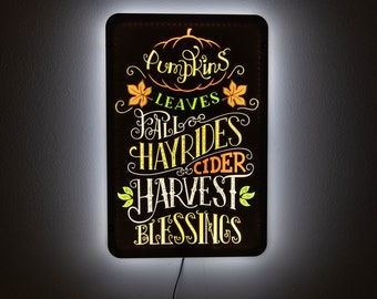Blessings LED Sign: Fall Harvest Home Decor Night Light
