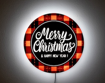 Plaid Christmas LED Sign: Holiday Neon Light Decor
