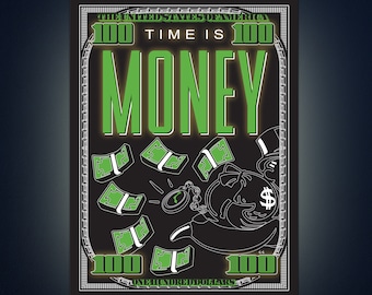 Time = Money LED Sign: Framed Motivational Light - 12x24